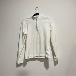 Orage White 1/4 Zip Fleece Sweater Pullover Made In Canada